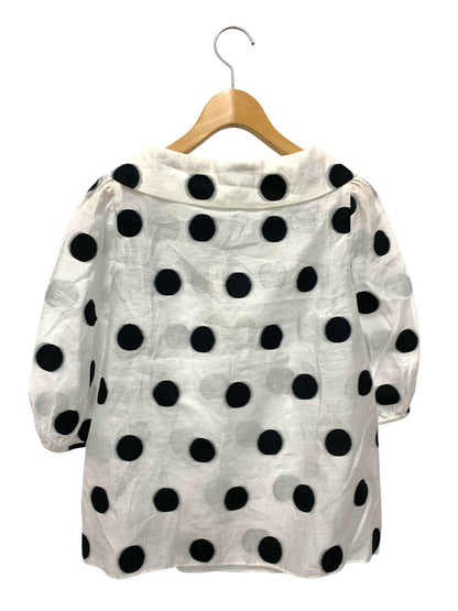 エムズグレイシー Dot Blouse 810325 シャツ ブラウス 38 ホワイト ITXR6CYPHWJS