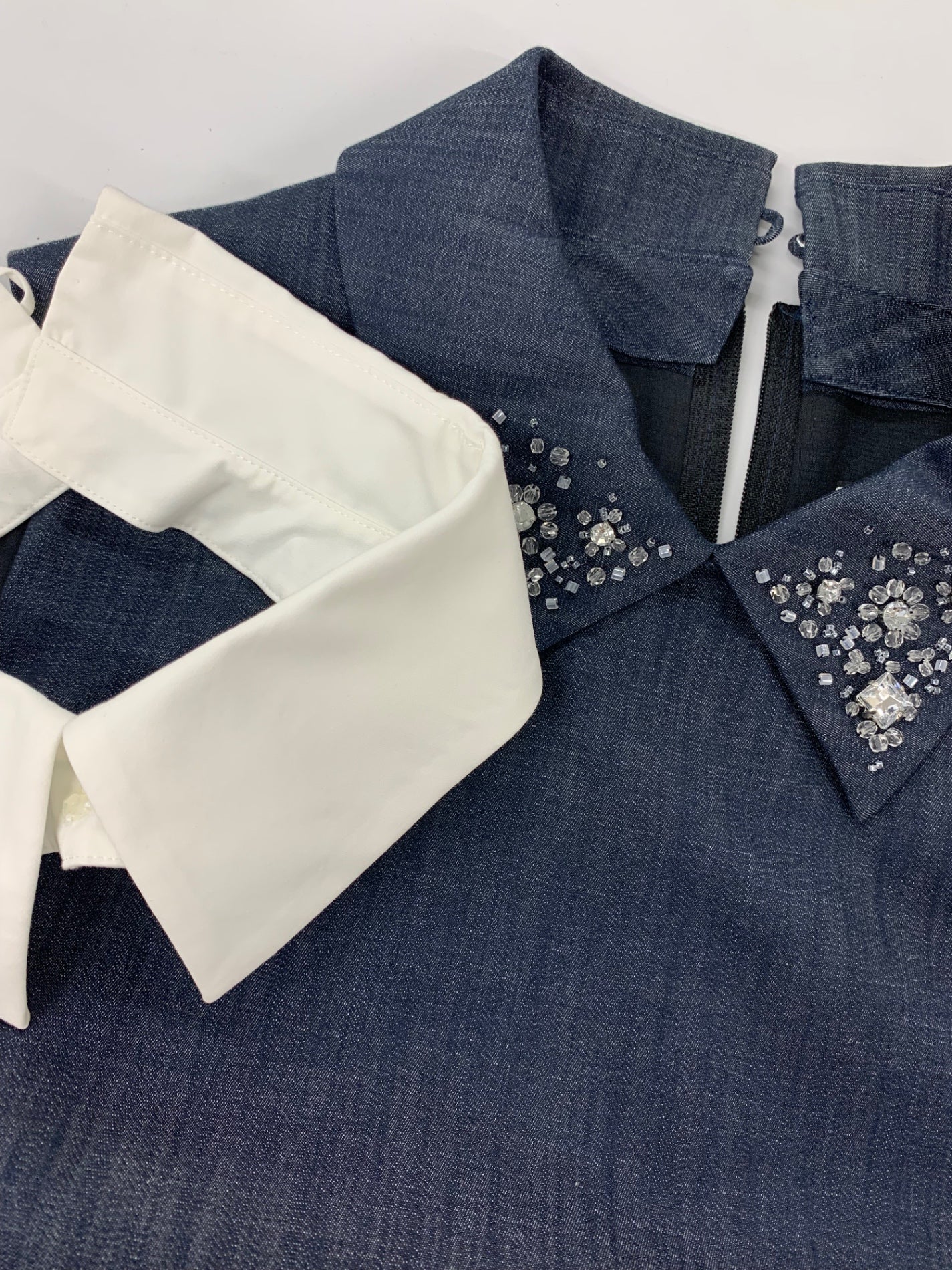 フォクシーニューヨーク Brilliante Dress ブリリアント ドレス 41681 ワンピース 38 ネイビー デニム ビジュー ITSHB2ISFSSO