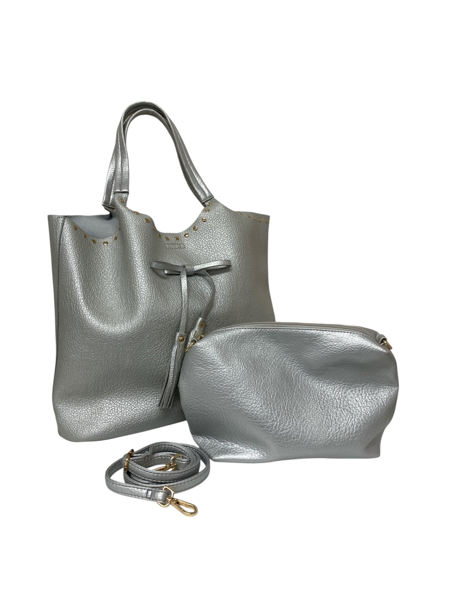 エムズグレイシー フリンジリボントートバッグ 394304 シルバー IT3Y18A3RXV3