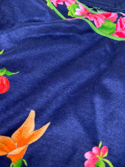 レオナール 0339100 カットソー L ネイビー コットン フラワー IT5IWLEW59RM