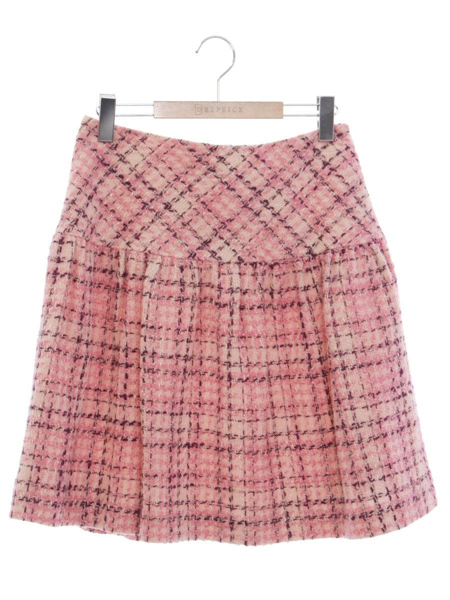 エムズグレイシー 527562 スカート 40 ピンク ウール ツイード ITBHSH28BSON