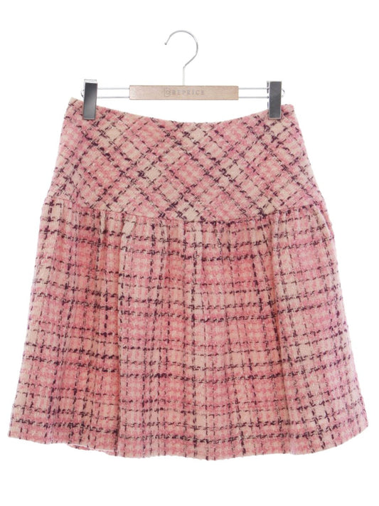 エムズグレイシー 527562 スカート 40 ピンク ウール ツイード ITBHSH28BSON
