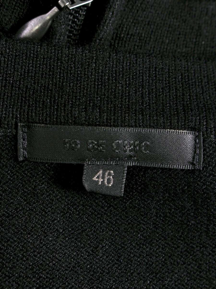 トゥービーシック W7F06-229-09 ワンピース 46 ブラック ニット ダブルジップ ストレッチ素材 ITC0CTWAJFZR