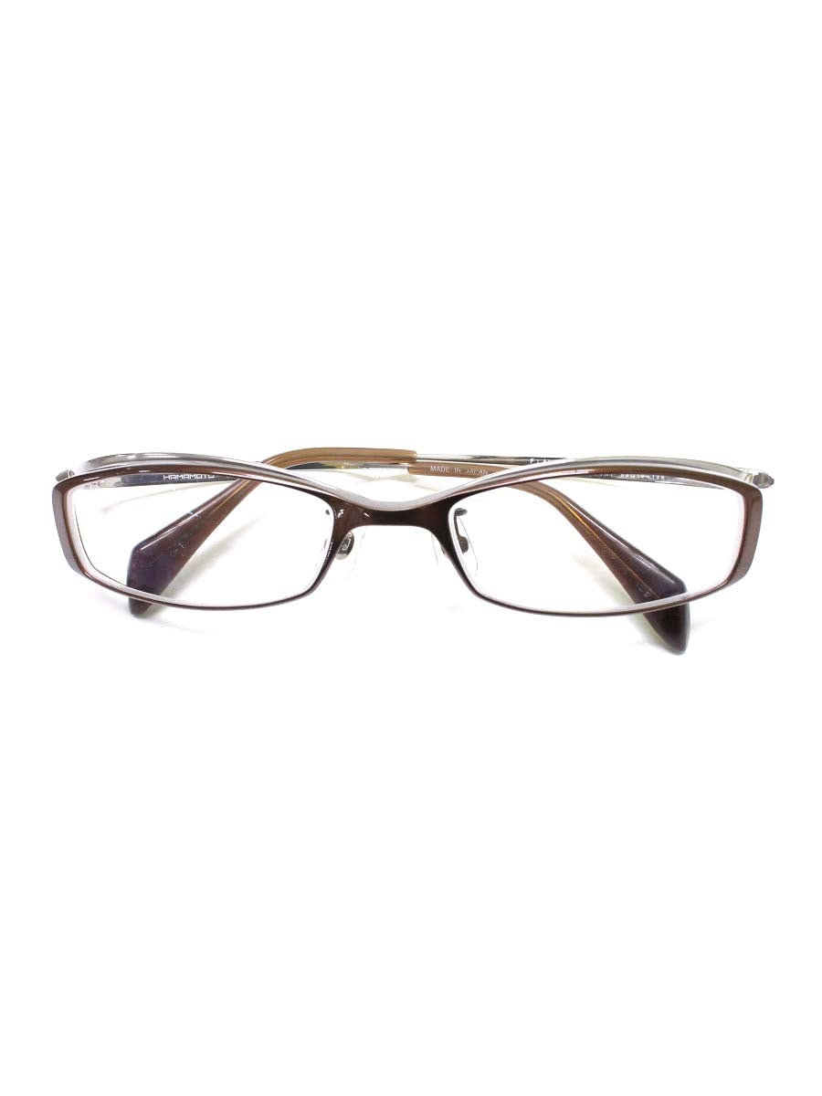 ハマモト HT-056 メガネ ブラウン/シルバー コンビフレーム スクエア ITCCY53M4KVK