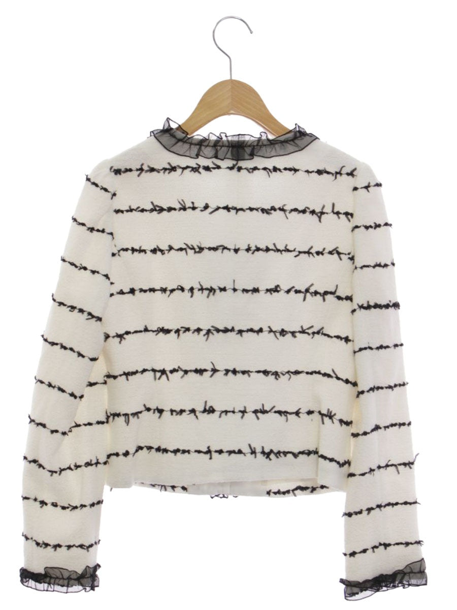 エムズグレイシー 014101 ジャケット 36 ホワイト リボン ボーダー ITO83OQ7FEKG