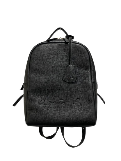 アニエスベー リュックサック ブラック バックパック レザー エンボス ロゴ ITACXH8D1VTC
