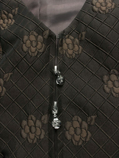 エムズグレイシー 311507 ジャンパースカート 40 ブラウン カメリア ダブルジップ チェック IT1GEEPWDYN8