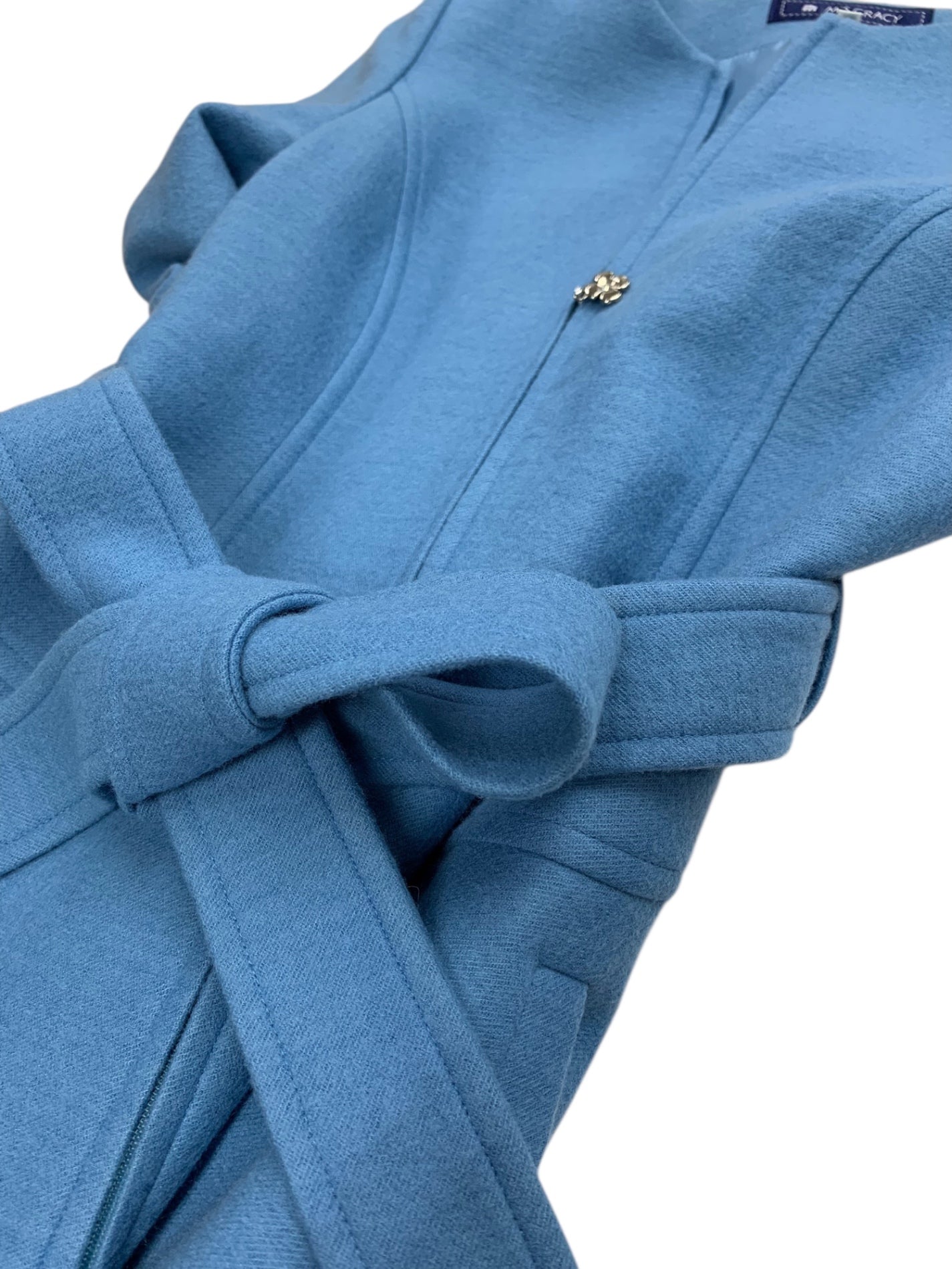 エムズグレイシー 529513 コート 38 ブルー ダブルジップ フラワー ノーカラー ITDGWC5TGGHY