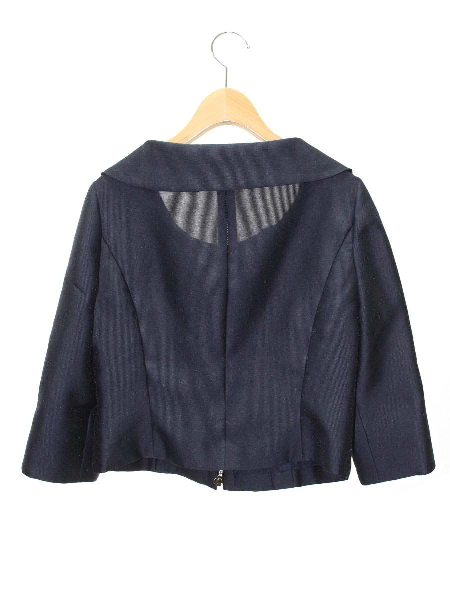 エムズグレイシー 724315 ジャケット 38 ネイビー カメリアジップ ITHKSFJSHBCL