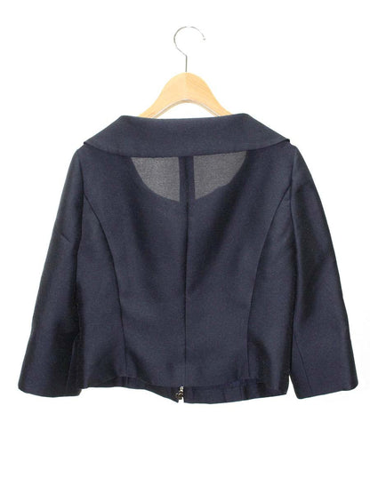 エムズグレイシー 724315 ジャケット 38 ネイビー カメリアジップ ITHKSFJSHBCL