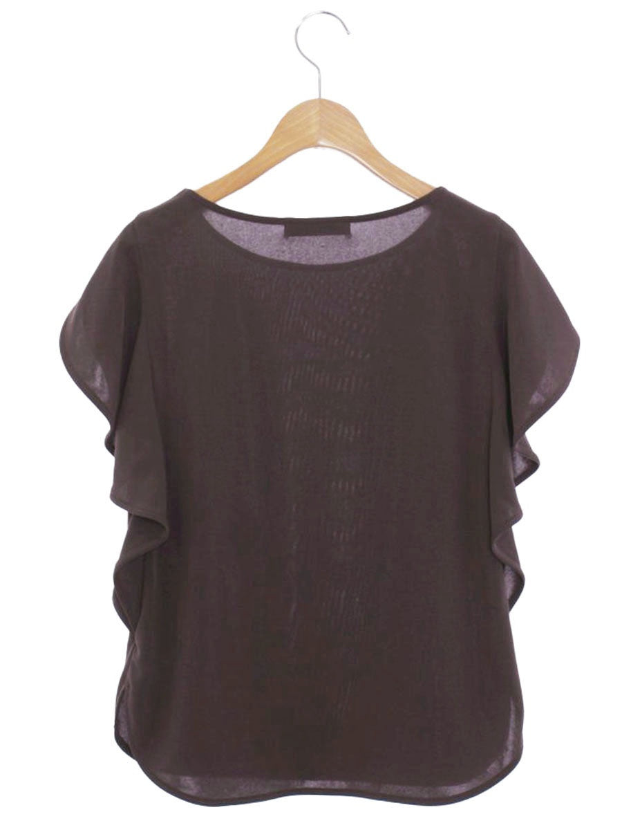 エムプルミエ ラッフル袖カットソー A827-001 カットソー 34 ブラウン ITBFNCW483WZ
