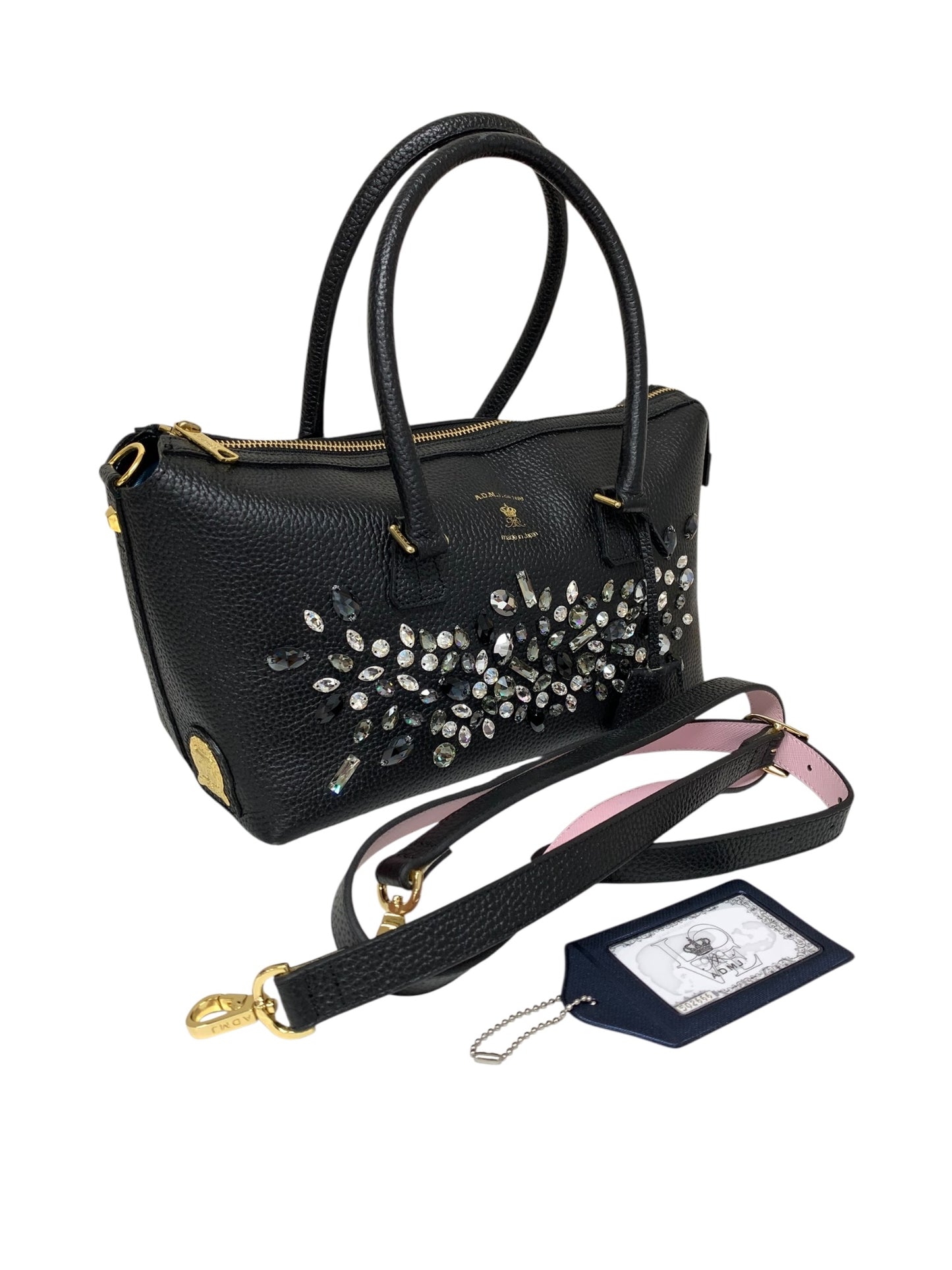エーディーエムジェイ ハンドバッグ ブラック レザー スワロフスキー 2WAY IT9911WYM4UW 【SALE】