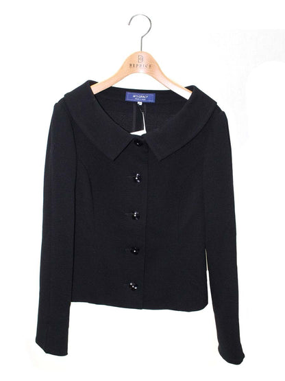 エムズグレイシー 014125 ジャケット 40 ブラック 襟付き カメリアボタン IT06FF5RODQ8