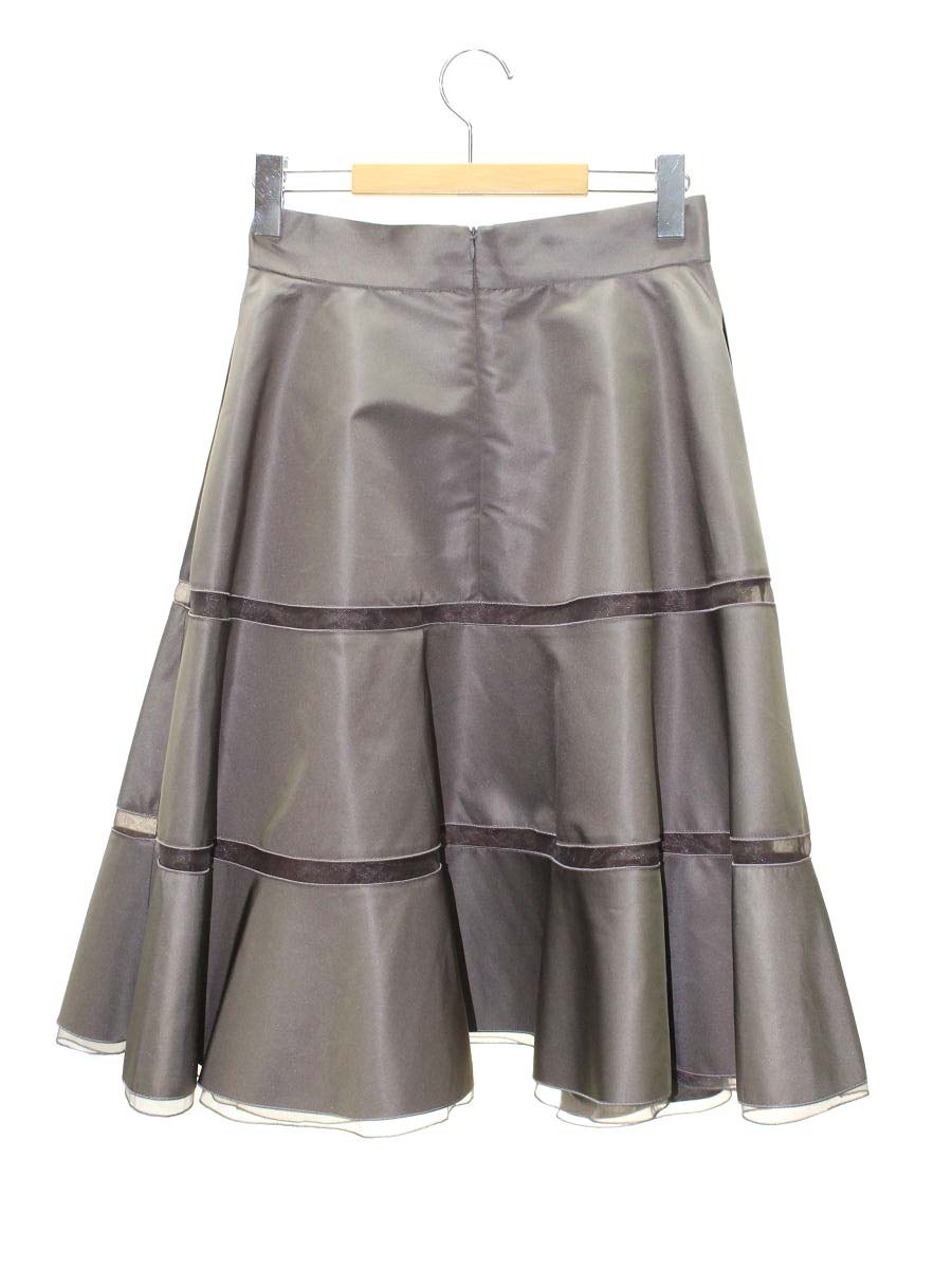 フォクシーブティック Skirt Prism 39123 スカート 40 ブラウン シルク混 異素材ミックス ITUXL3FUCFY0