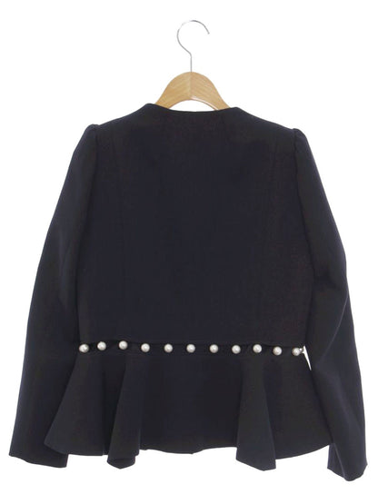 チェスティ Pearl Peplum Jacket 11S402 ノーカラージャケット 0 ブラック パール ITF6T9ZHJ48V