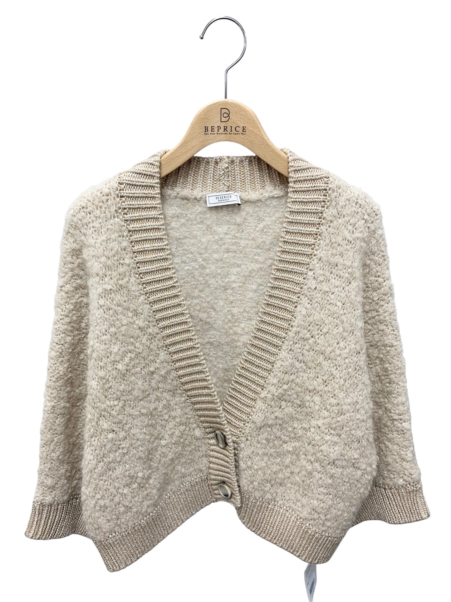ペセリコ LT1213310 カーディガン 40 ベージュ アルパカ カシミヤ シルク ラメ ITU7IVNOGUBY