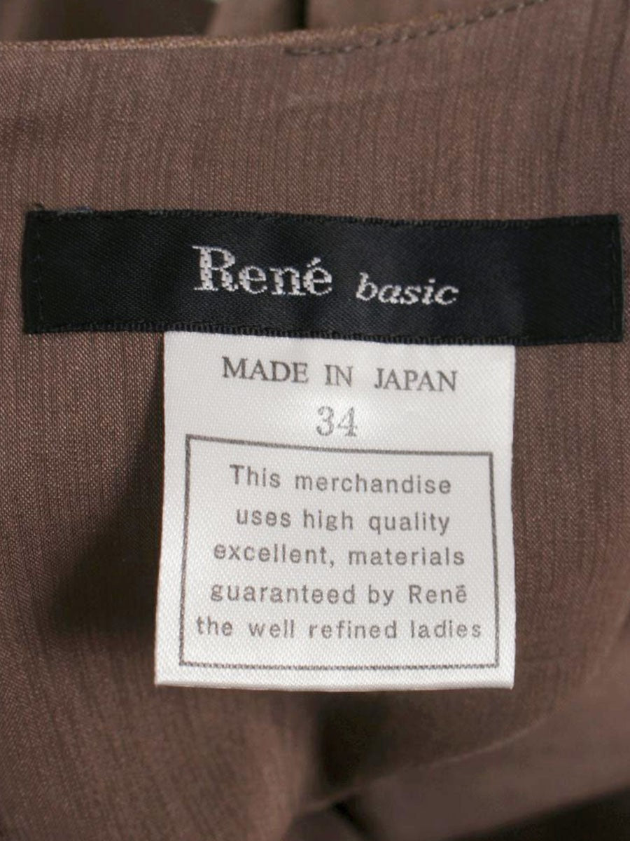 ルネ basic 5836080 ワンピース 34 ブラウン ウエストリボン デザインポケット IT32S1IC4F9U