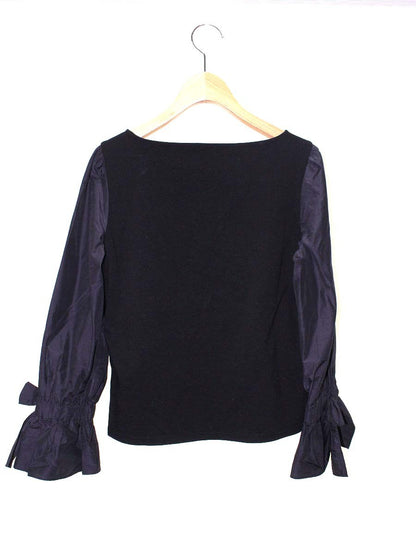 エムズグレイシー 915510 Tシャツ カットソー 38 ブラック リボン 異素材切替 ITEJ4E0BOI68