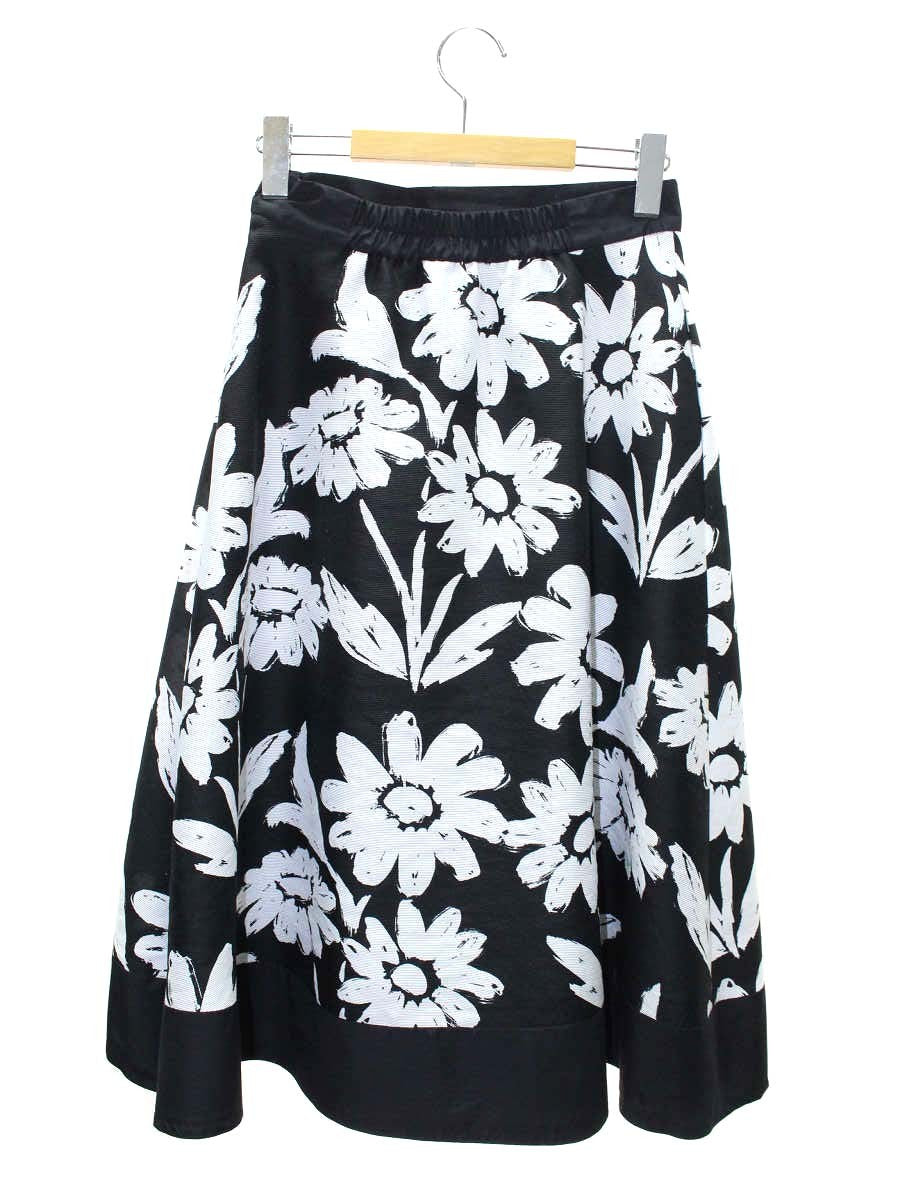エムズグレイシー 317310 スカート 38 ブラック モノトーン ビッグフラワー ITJXTRMZKEIS