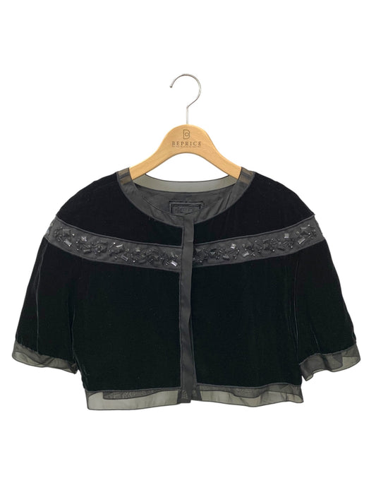 フォクシーブティック Bolro Jewel Velvet 37365 ノーカラージャケット 38 ブラック ITRX1PQZQPEA