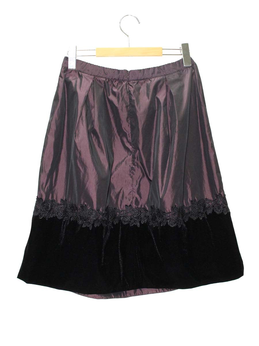 スーパービューティー スカート 42 ワインレッド ベロア レース 切替 ITLTPPT1OEG0 【SALE】