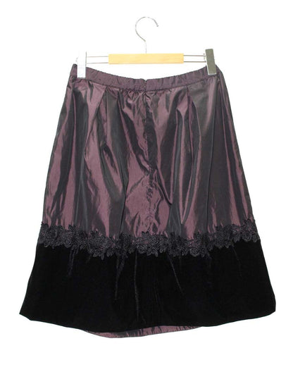 スーパービューティー スカート 42 ワインレッド ベロア レース 切替 ITLTPPT1OEG0 【SALE】