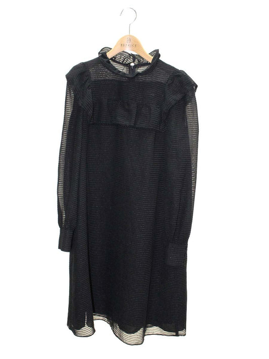 エムズグレイシー 621114 ワンピース 40 ブラック フリル ラメ ITCKBVMPGH9N