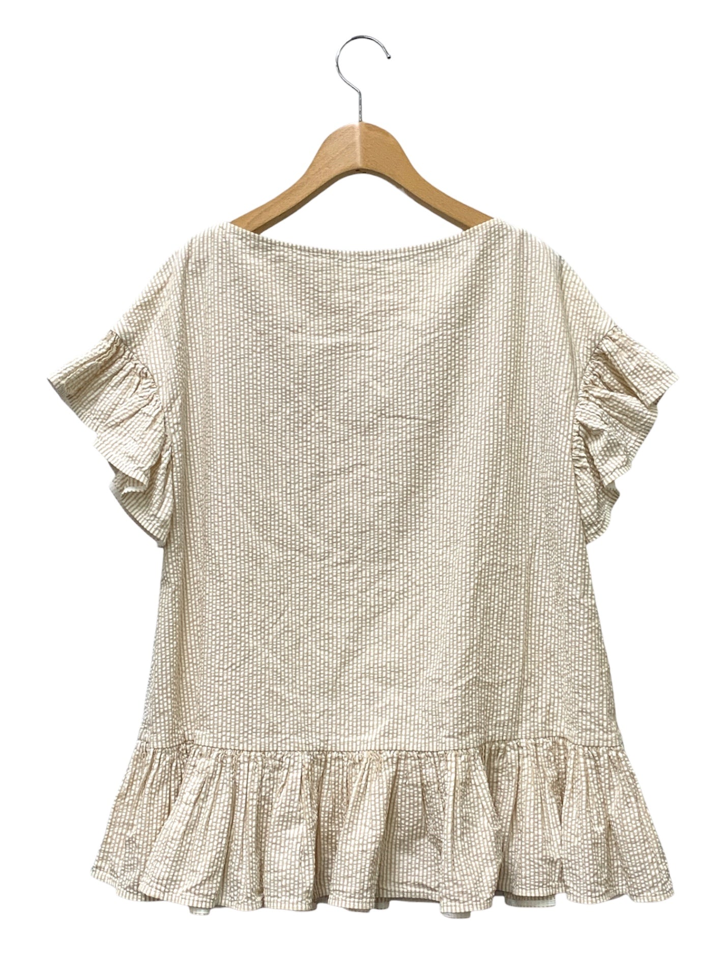 アディアム Hampton Top 44188 プルオーバー M ベージュ シアサッカー生地 オーガニックコットン ITQL4EHRVV0O