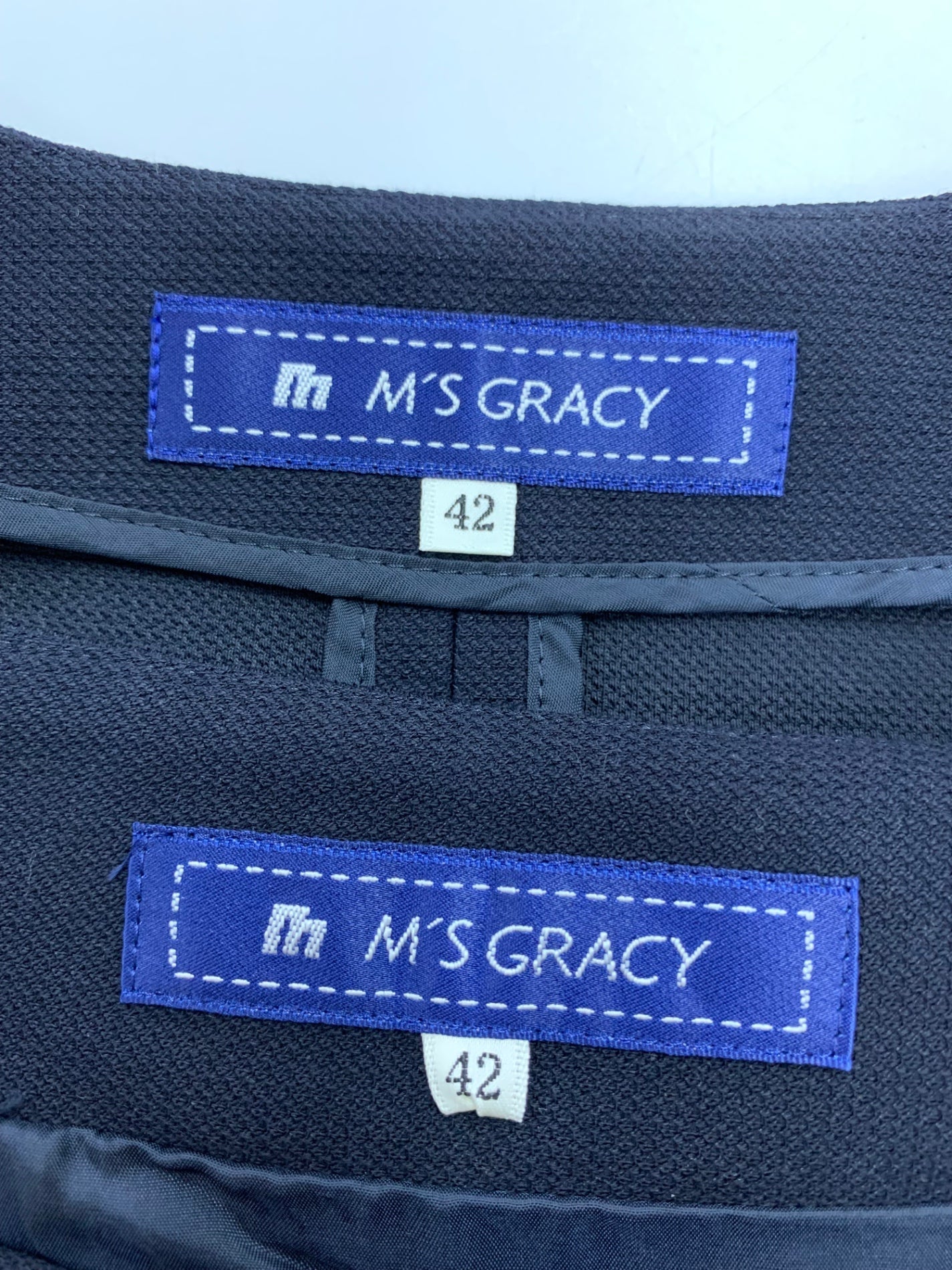 エムズグレイシー 724120 セットアップ 42 ネイビー ジャケット スカート 花 ラインストーン IT6BYWZATA5S