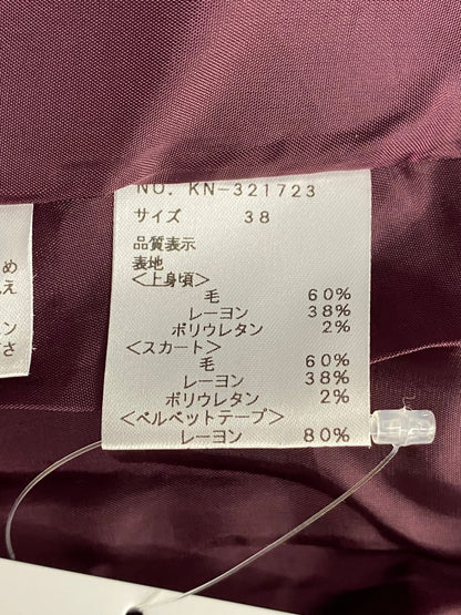 エムズグレイシー 321723 ワンピース 38 パープル ウエストリボン ベロア フラワーモチーフ ITVSYCPSR966