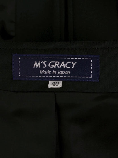 エムズグレイシー ジャケット 114101 カメリア ダブルジップ リボン 40 ブラック ITGG4ODHQB7S