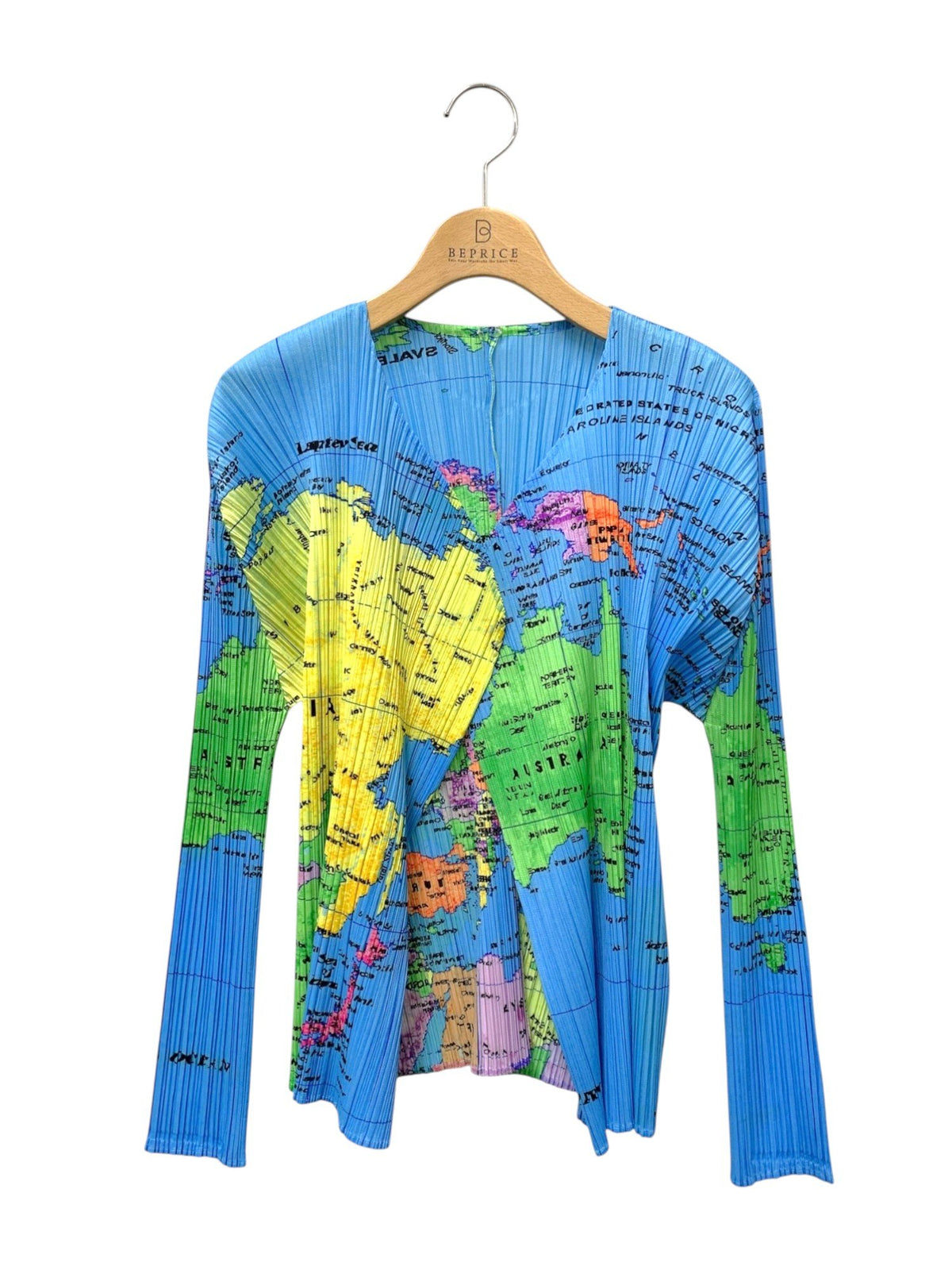 PLEATS PLEASE プリーツプリーズ イッセイミヤケ WORLD MAP PP81-J0594 世界地図柄 カーディガン 長袖 ITR5YM0GXUV8