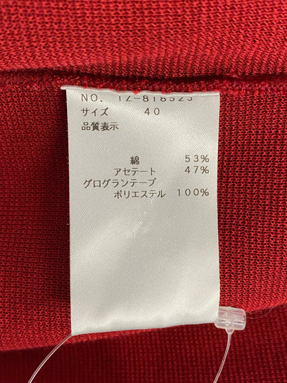 エムズグレイシー Ribbon Zip Cardigan 818523 カーディガン 40 レッド リボン ジップ IT46GBLGNCBN