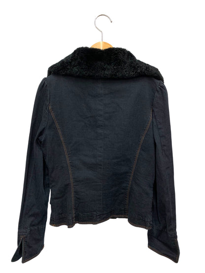 エムズグレイシー 224542 デニムジャケット 38 ネイビー レッキスファー衿 ライナー付き ITYKIP31D5T7