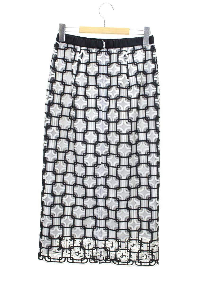 グレースクラス 02213 21004-00 スカート 36 ホワイト/ブラック 刺繍 メッシュ地 ITBQBD45SPBW