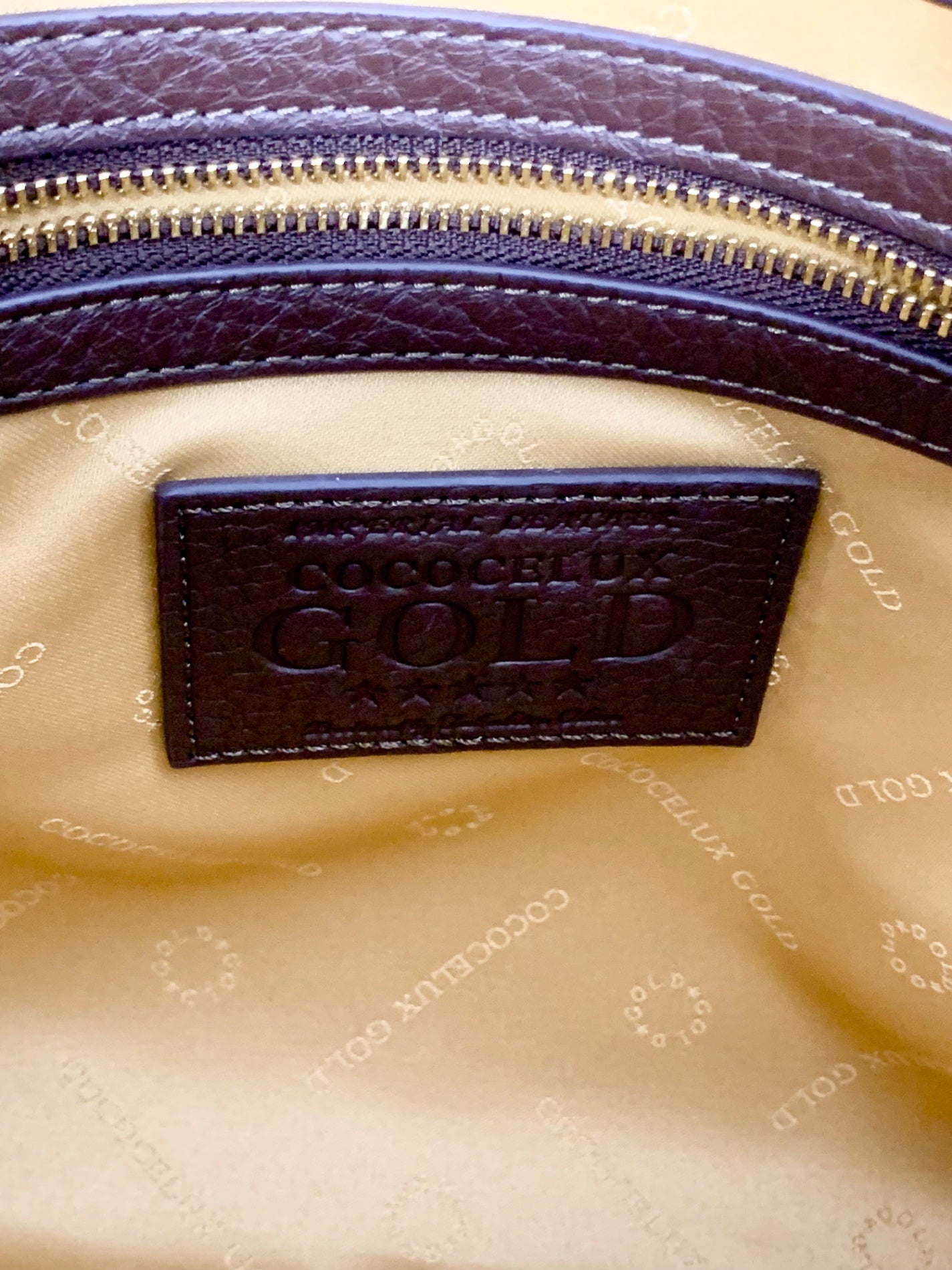 ココセリュックスゴールド ハンドバッグ ブラウン レザー 2WAY ITV08IOYHX06