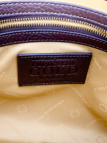 ココセリュックスゴールド ハンドバッグ ブラウン レザー 2WAY ITV08IOYHX06