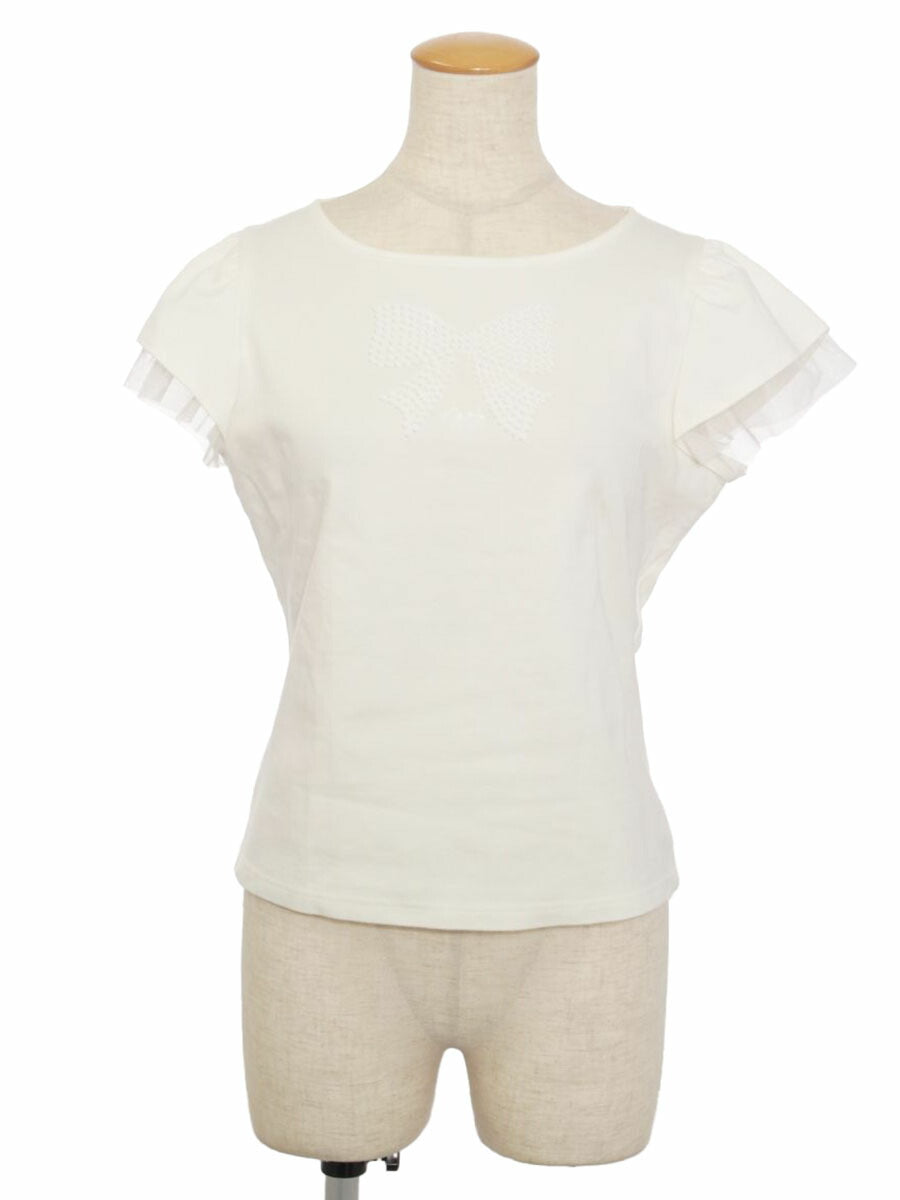 エムズグレイシー Tシャツ カットソー SpanglexBeads Ribbon