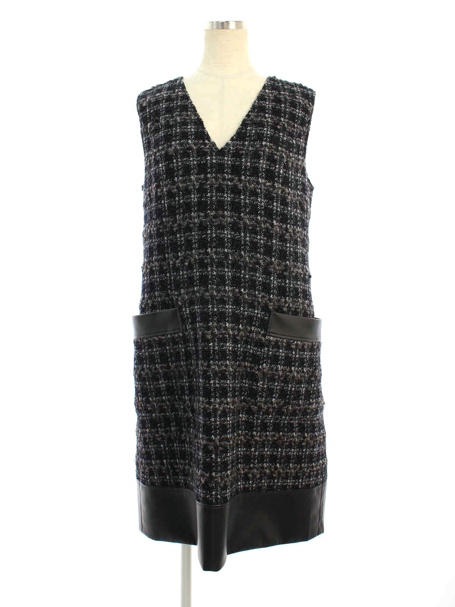 フォクシーブティック ワンピース 40431 Dress Back Leather Tweed 