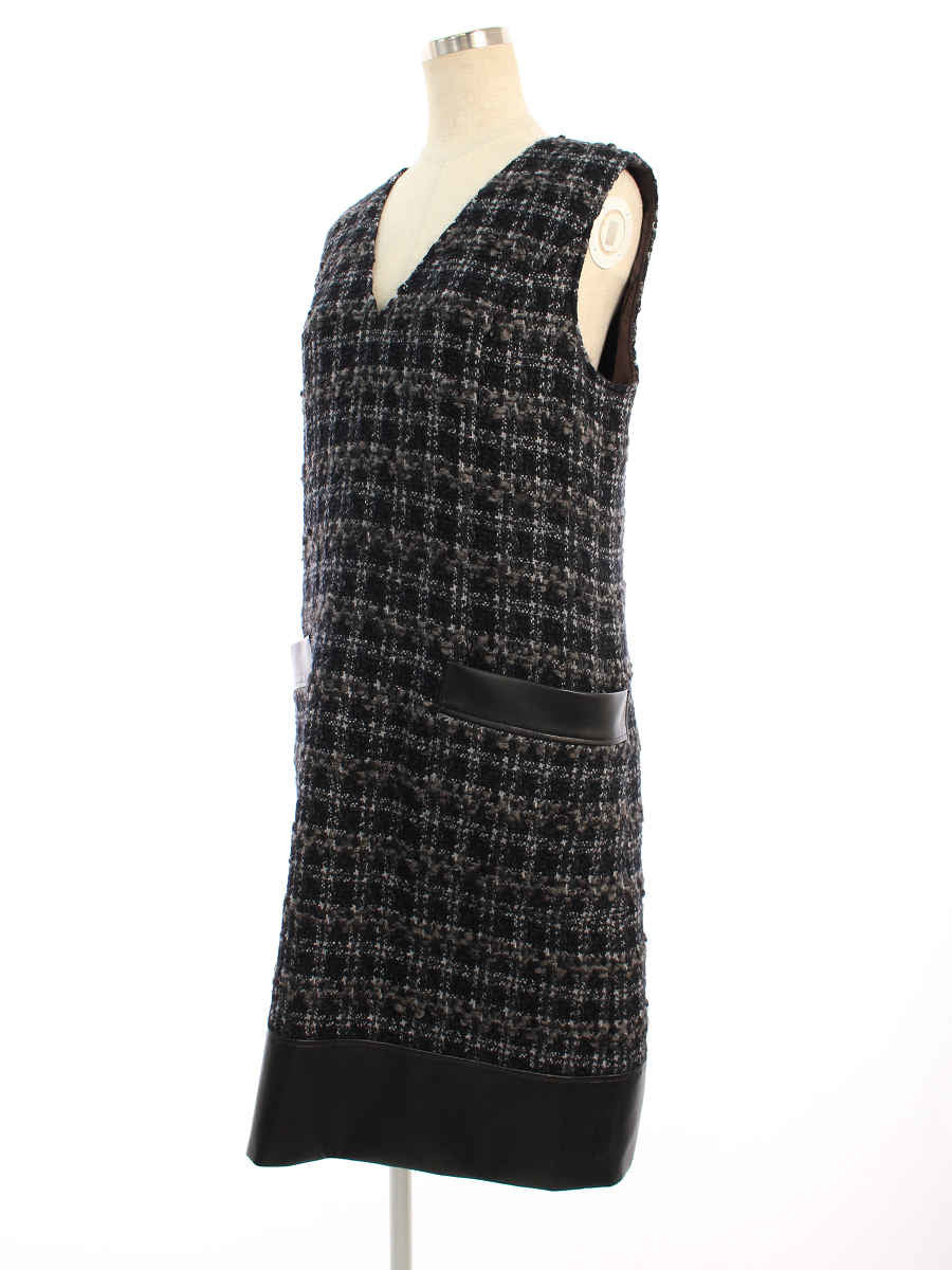 フォクシーブティック ワンピース 40431 Dress Back Leather Tweed 