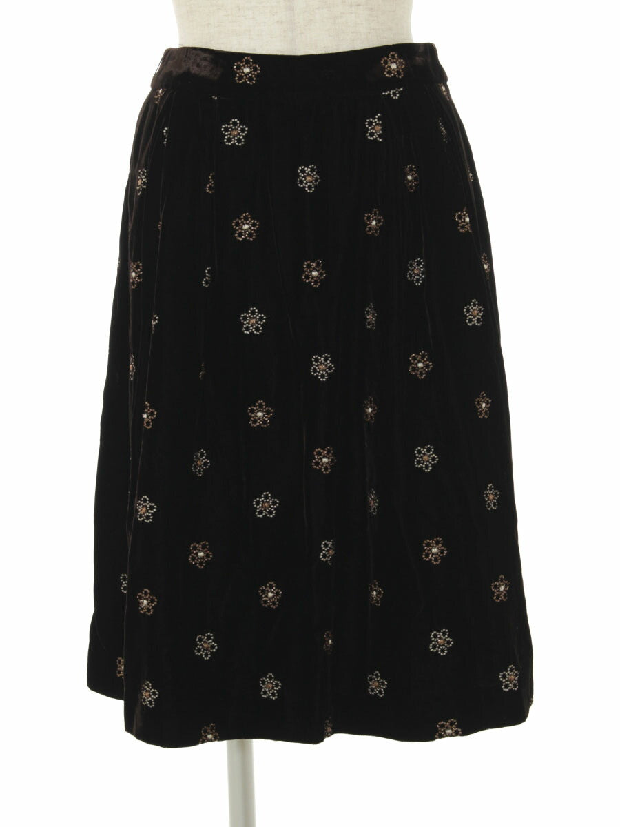 エムズグレイシー スカート ベロア フラワーモチーフ 刺繍