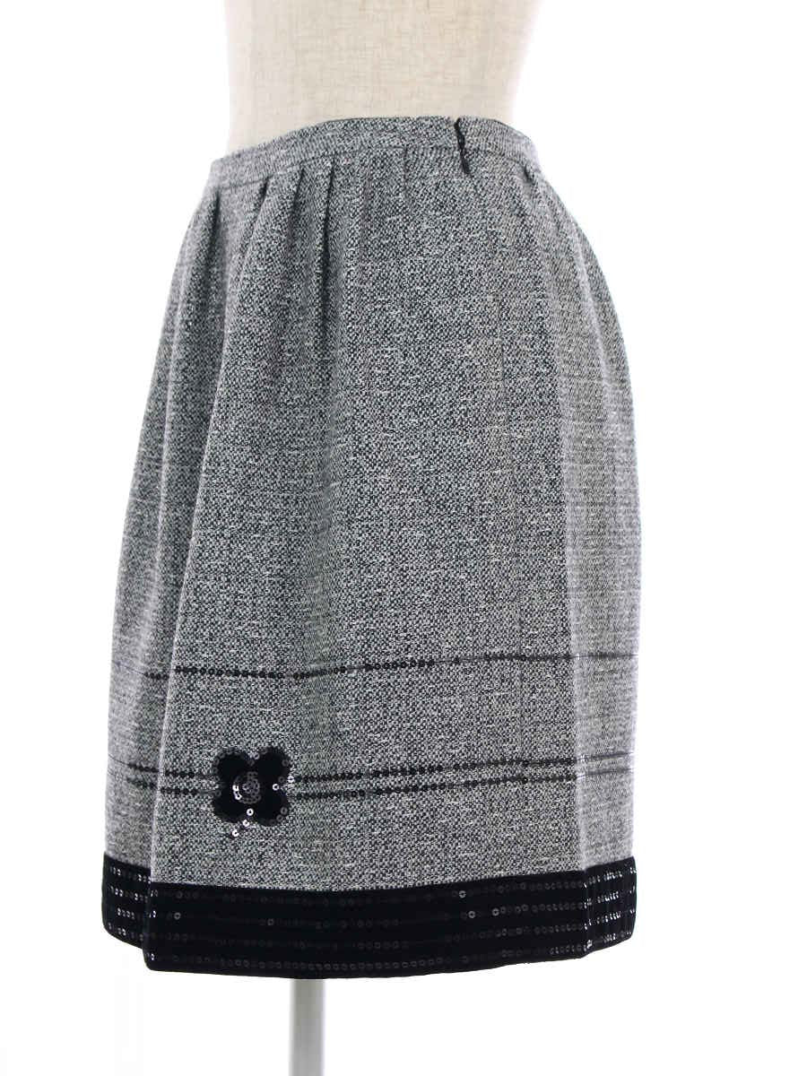 エムズグレイシー スカート ツイード スパンコール ベロア フラワー 