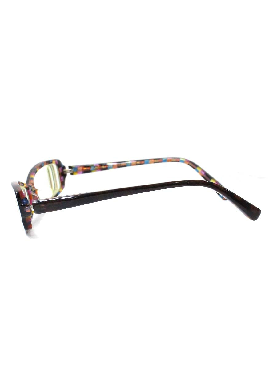 3×51cmフレームレスザンヒューマン メガネ フレーム 眼鏡 総柄 クリア ネイビー