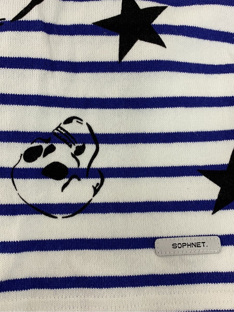 ソフネット Tシャツ カットソー S/S OVER PRINT BORDER BOAT NECK CUT & SEWN スター スカルボーダー ボーダー