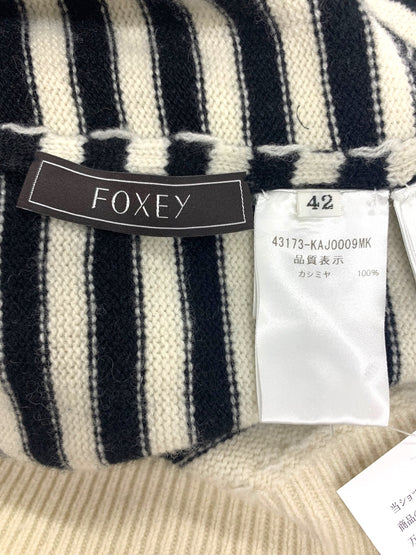 フォクシーブティック Knit Cardigan Cashmere French Border 43173 カーディガン 42 アイボリー カシミヤ ITP89SHR3K5P