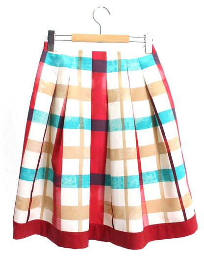 エムズグレイシー Colorful Check Skirt 017116 スカート 38 マルチカラー 水彩チェック プリント フレア ITMC7XFQANTY