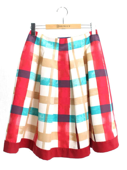 エムズグレイシー Colorful Check Skirt 017116 スカート 38 マルチカラー 水彩チェック プリント フレア ITMC7XFQANTY