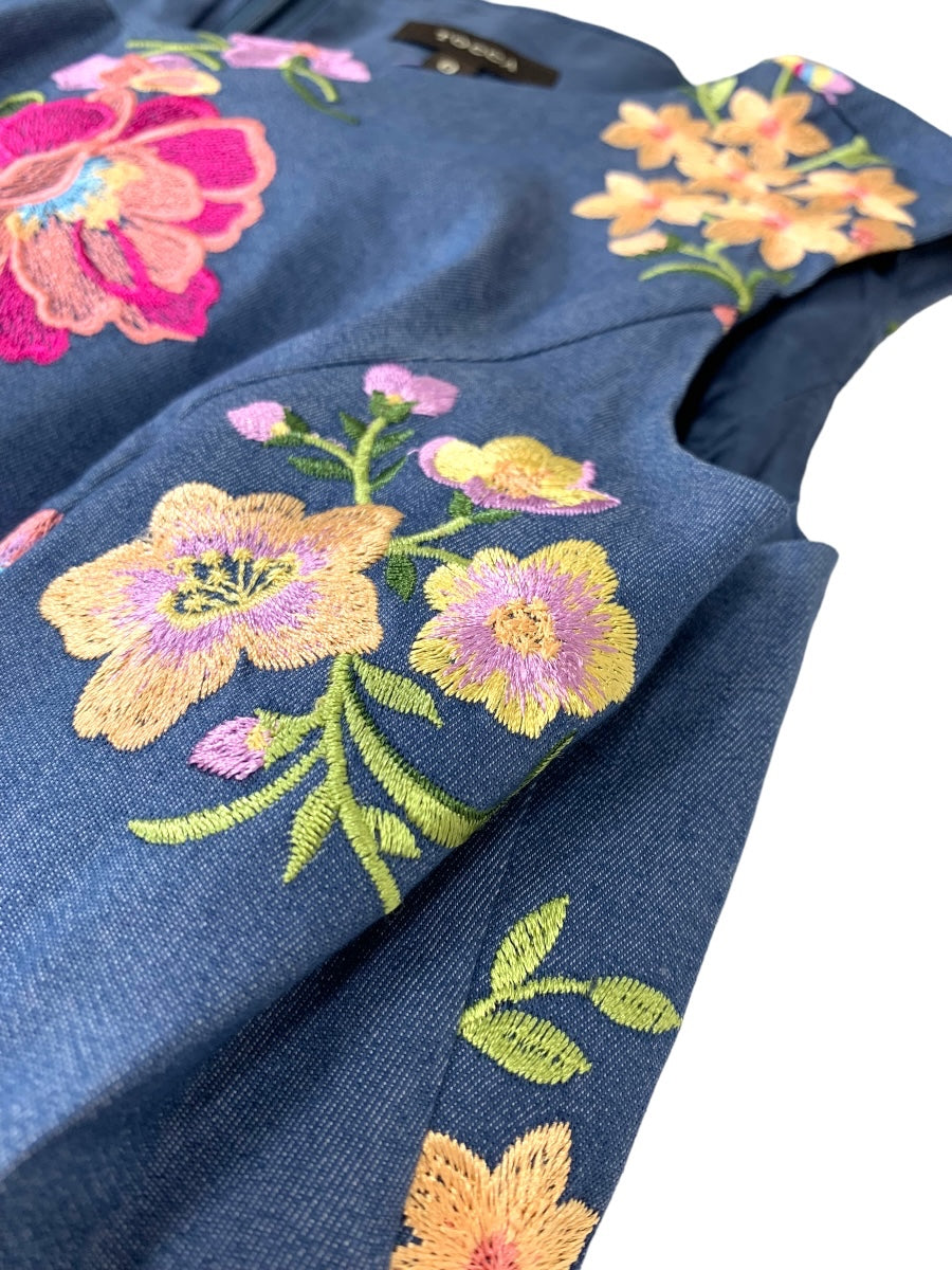 トッカ 6623828 ワンピース ブルー フラワーモチーフ 刺繍 エンブロイダリ ITZCLSUKVH9W