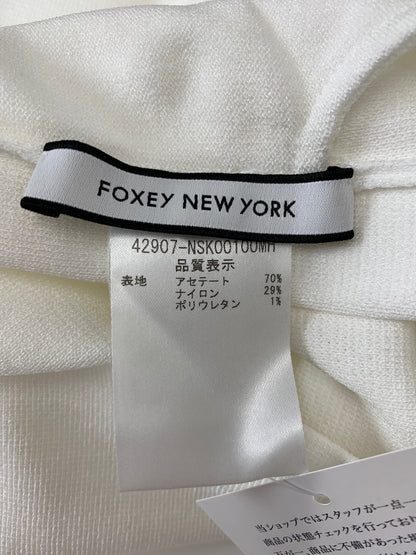フォクシーニューヨーク Knit Pants Valeriane 42907 ワイドパンツ 40 ホワイト ウォッシャブル仕様 センタープレス ITAIJPYBXQPX