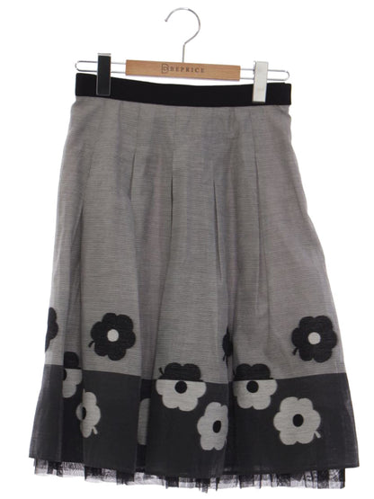 エムズグレイシー Jacquard Flower Skirt 917331 スカート 36 グレー フラワーモチーフ フレア ITGAJSJRTT20